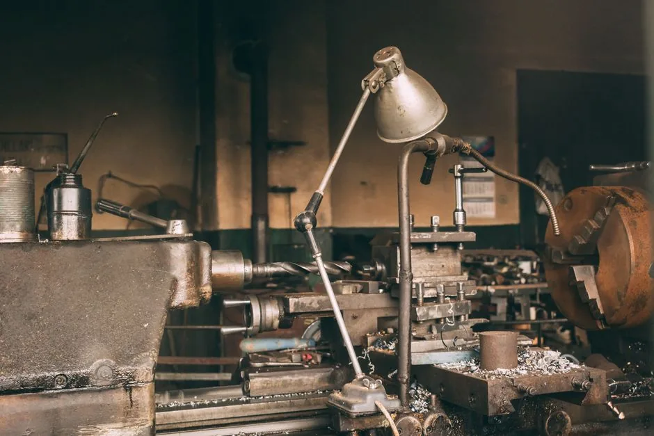 Lathe and machine tools in an engineering workshop